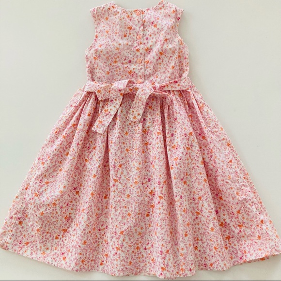 Vintage Girls 4 Floral Smocked Dress Spring Summer Easter Pink - Picture 7 of 11